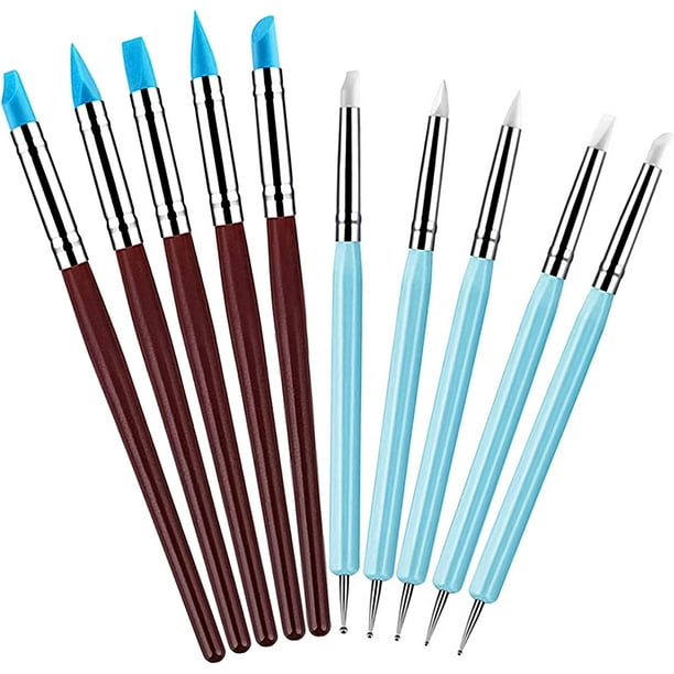 Juego de 10 piezas de cepillos de silicona, herramientas variadas para esculpir arcilla de cerámica, herramientas de arcilla para cerámica, herramientas de alfarería, herramientas de modelado
