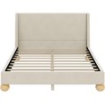 thumbnail image 5 of Queen Size Platform Bed Frame,Modern Boucle Upholstered Platform Bed with Wingback Headboard and Round Wooden Legs,No Box Spring Needed, 5 of 6