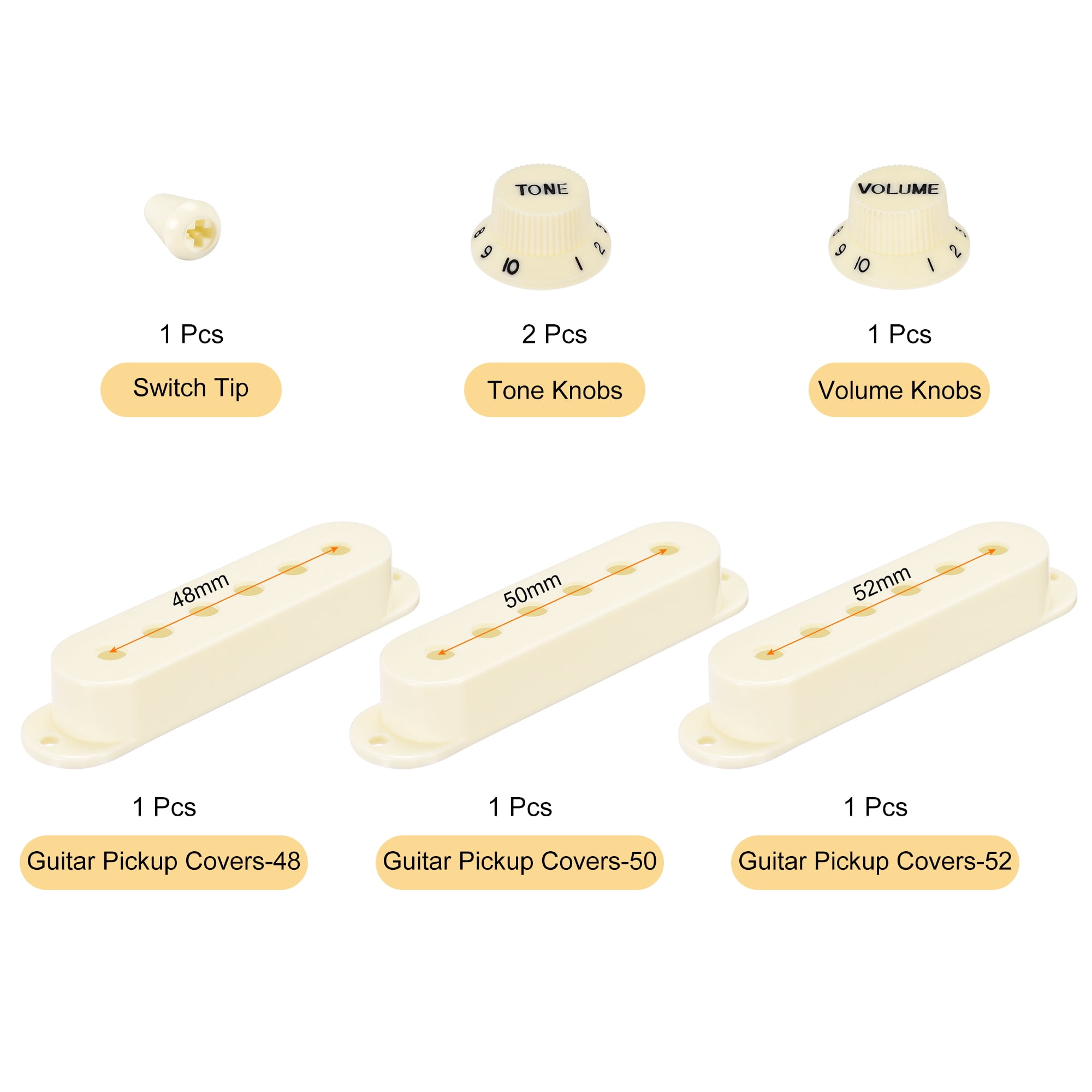 Unique Bargains  Pick Up Cover Single Coil Cover Switch Tip Volume and Tone Knobs Beige