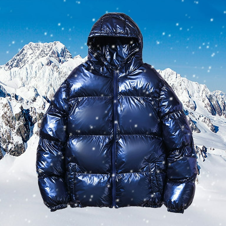 LEEy-world Winter Coat Men Lightweight Puffer Jakcet, Packable Winter Puffy  Jacket with 2 Packing Bag Blue,XL