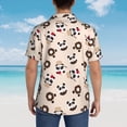 thumbnail image 4 of Gaeub Panda Ice Creams Donuts Print Men's Hawaiian Shirt,Button Down Short Sleeves Shirts,Tropical Beach Casual Button Down Shirts,Large, 4 of 7