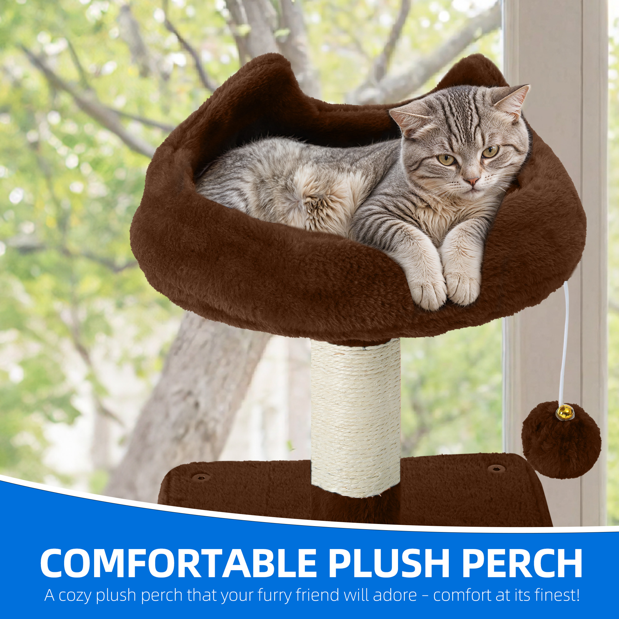 Dextrus 54" Multi-Level Cat Tree Tower with Cat Condos, Plush Top Perches, Hammocks, Sisal Scratching Post Board, Indoor Cat Activity Center,Brown