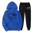 thumbnail image 1 of Gibobby Conjunto de sudadera para mujer Sudadera con capucha y pantalones con cuello redondo y manga larga con estampado de corazón de perro informal para muj(Azul,CH), 1 of 2