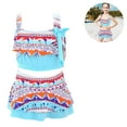thumbnail image 2 of Girls Floral Printing Bathing Suits Ruffle Flounce Two Piece Swimsuits Split Swimsuit Skirt swimsuit, 2 of 6
