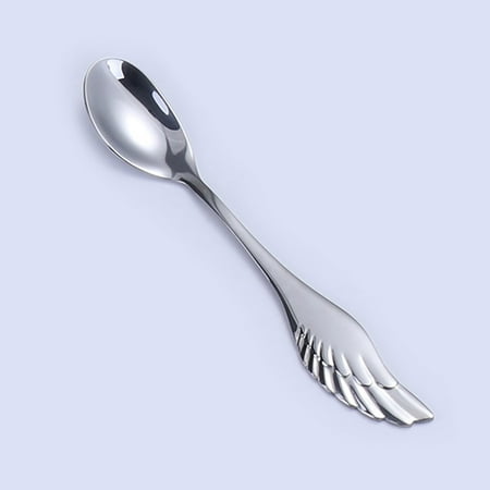 

Stainless Steel Forks And Spoons Decorated With Angel Pattern Cutlery Set Mixed Color Fork Spoon Handle Dessert Fruit Fork Coffee Spoon Family Party Dining Table Set Glass Table Mats with Napkins