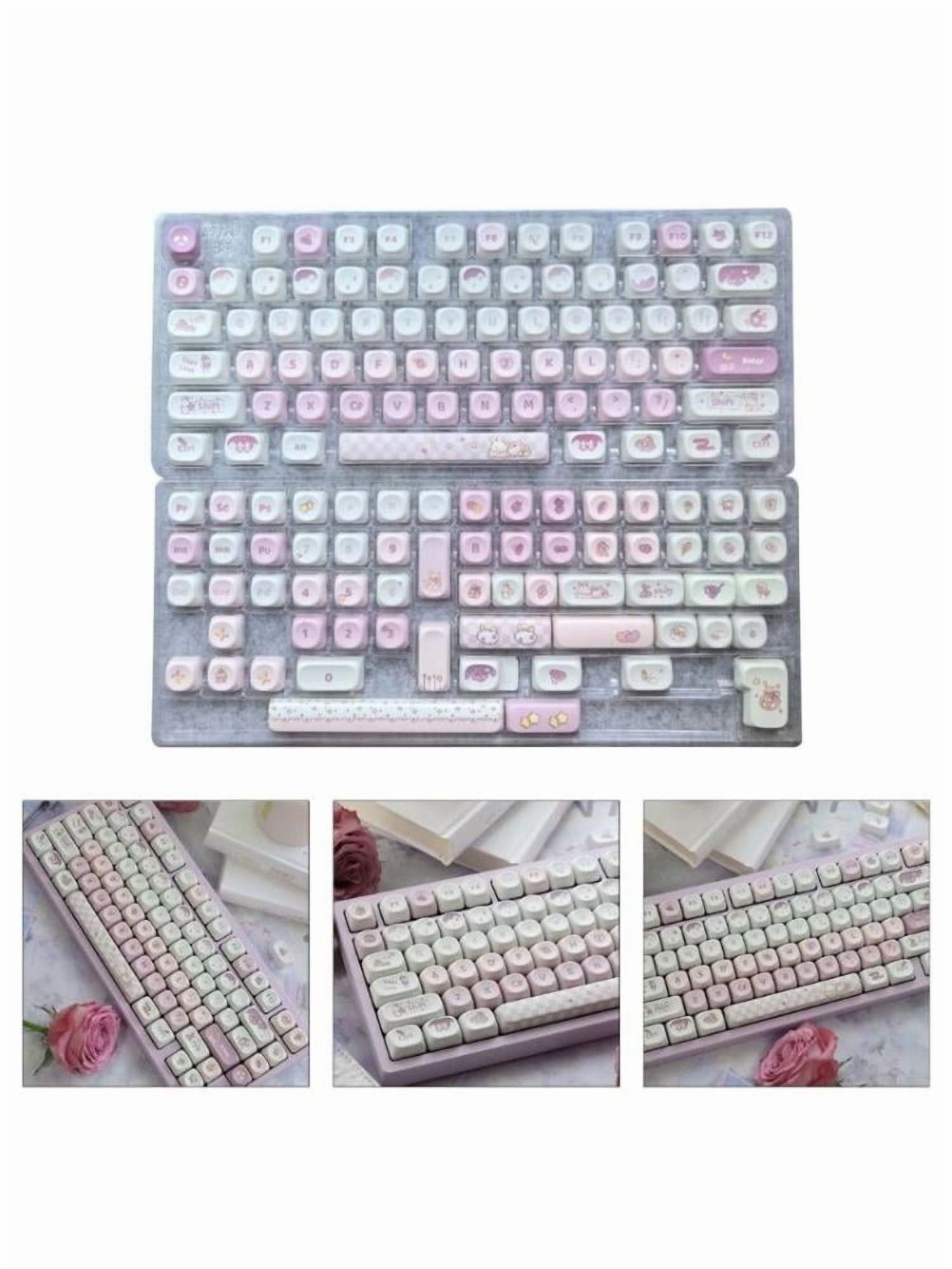 Cute Purple Rabbit Gradients Keycap MOA Profile 136Keys Small Tilt Thermal Sublimation Mechanical Keyboards Customization