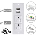 thumbnail image 3 of Recessed Power Strip with  Mountable Power Strip with  2 Power Outlets 2  Hub Built in Desk Table Coneference Sofa Cabinet Drawer, 3 of 7