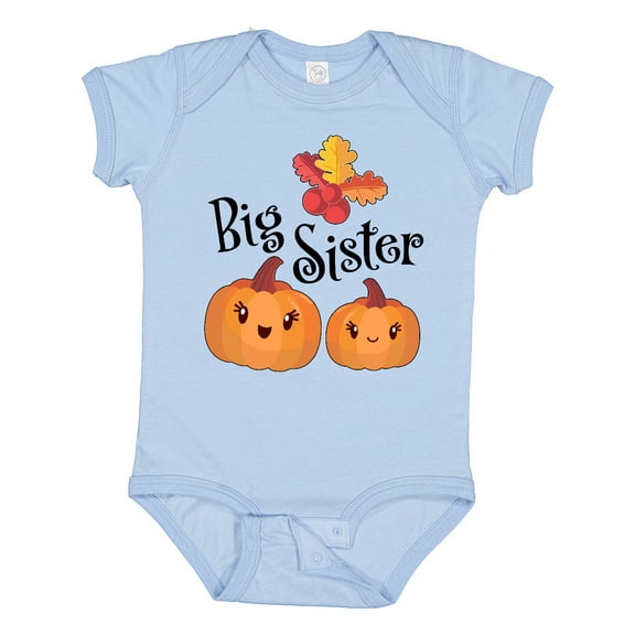 Inktastic Big Sister Pumpkins with Fall Leaves Girls Baby Bodysuit