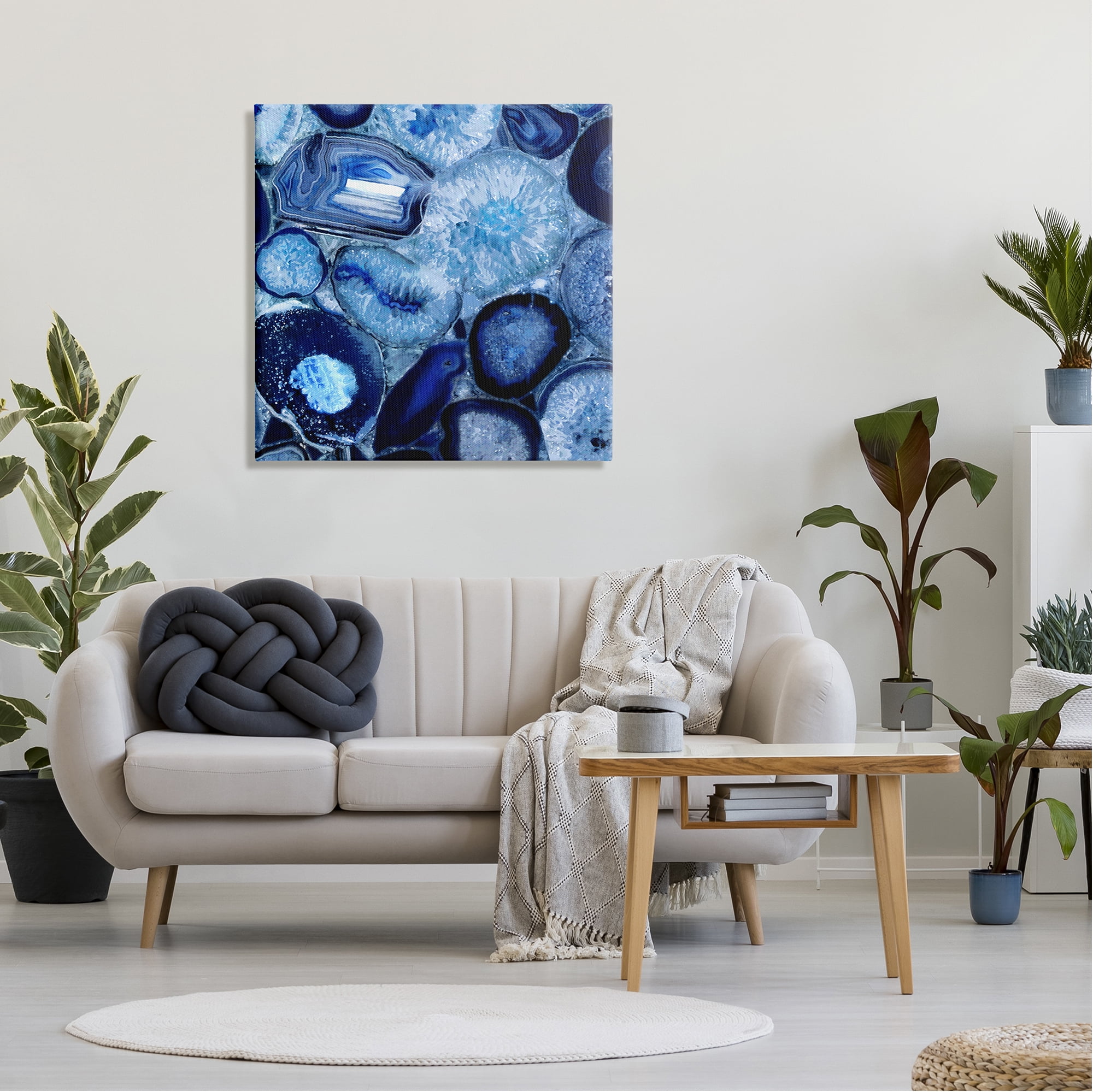 Stupell Agate In Blue Natural Geodes Abstract Painting Gallery Wrapped Canvas Print Wall Art
