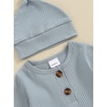 thumbnail image 5 of Cenuakty Toddler Newborn Outfit Adorable Solid Color Long Sleeve Round Neck Jumpsuit and Hat Set, 5 of 6