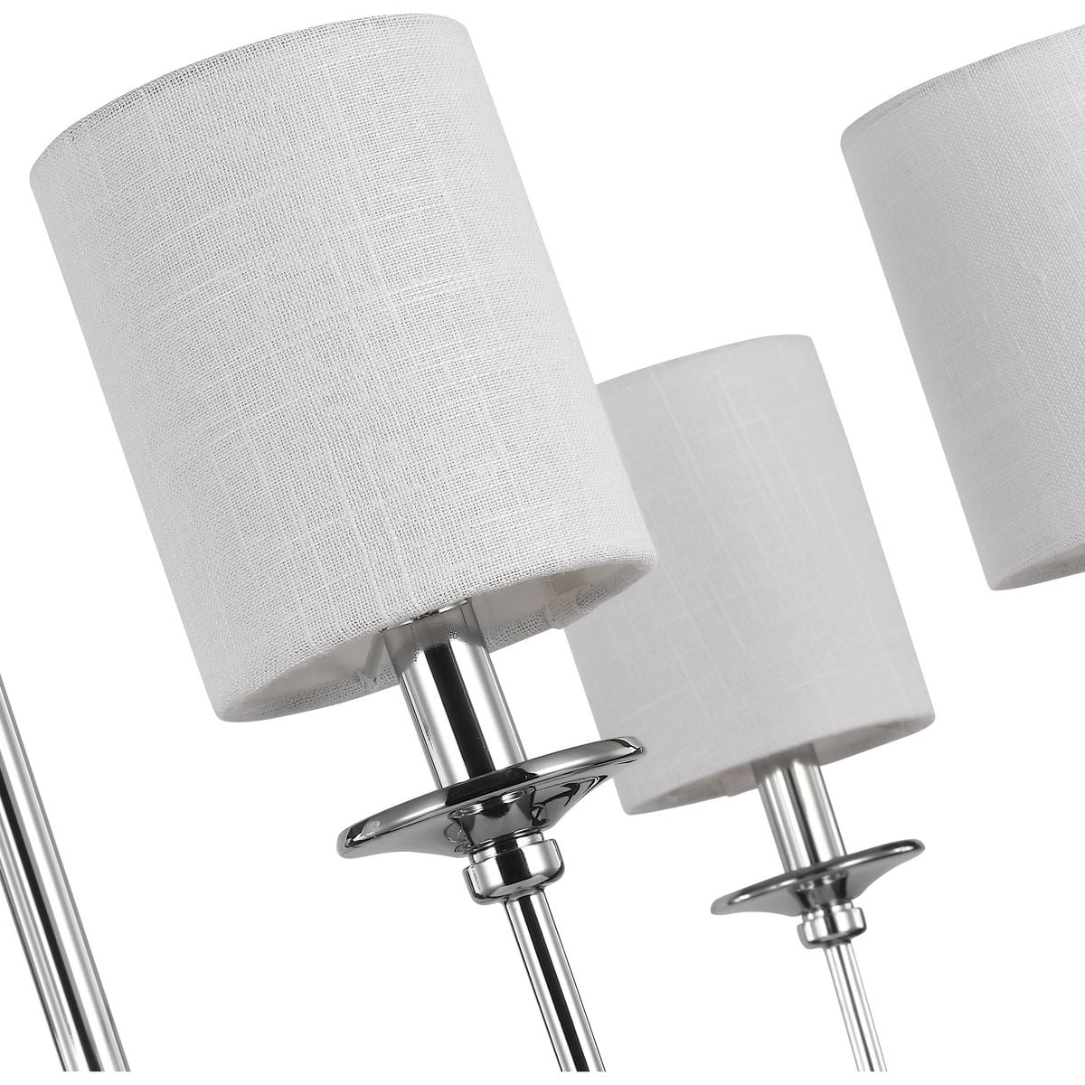 Bonita Collection Six-Light Polished Chrome White Linen Fabric Shade Luxe Chandelier Light