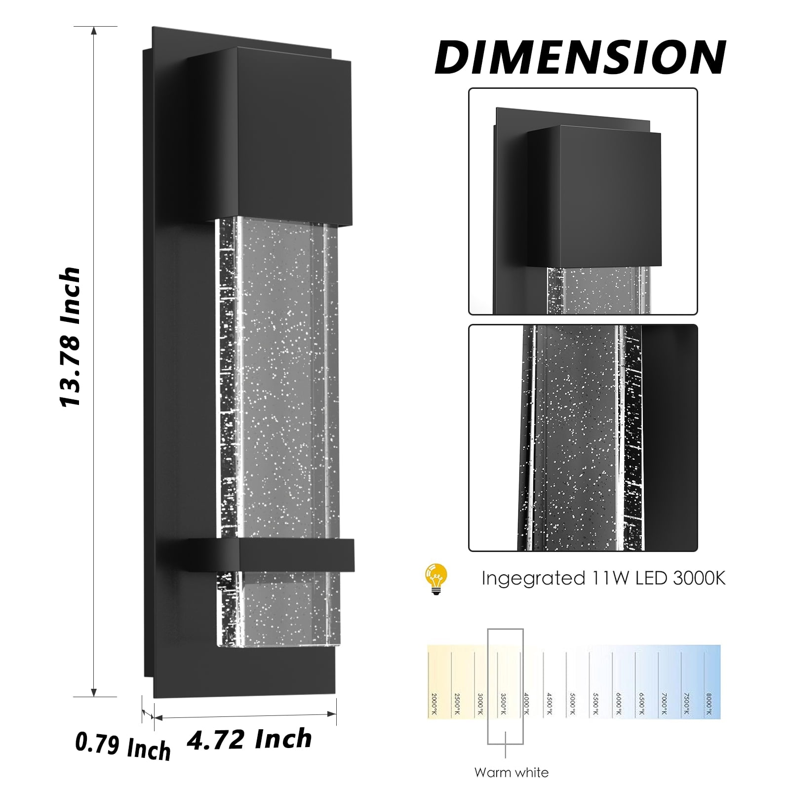 GEYANG Outdoor Wall Light Fixtures with Crystal Bubble Glass, Waterproof Exterior Sconces LED Wall Lanterns, Porch Lights Wall Mounted 11W 3000K Outside Lights for House Front Door Garage Entryway