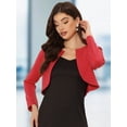 thumbnail image 2 of Cárdigan Crop Top Dobladillo Curvo Frente Abierto Bolero Encogimiento Hombros De Otoño Invierno Para Mujer Rojo XL, 2 of 5
