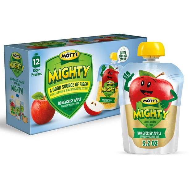 Mott's Mighty Honeycrisp Apple Applesauce, 3.2 oz clear pouches, 12