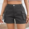 thumbnail image 6 of Shorts for Women Summer Elastic High Waisted Hiking Camping Casual Jean Shorts with Pockets XS-XL, 6 of 9