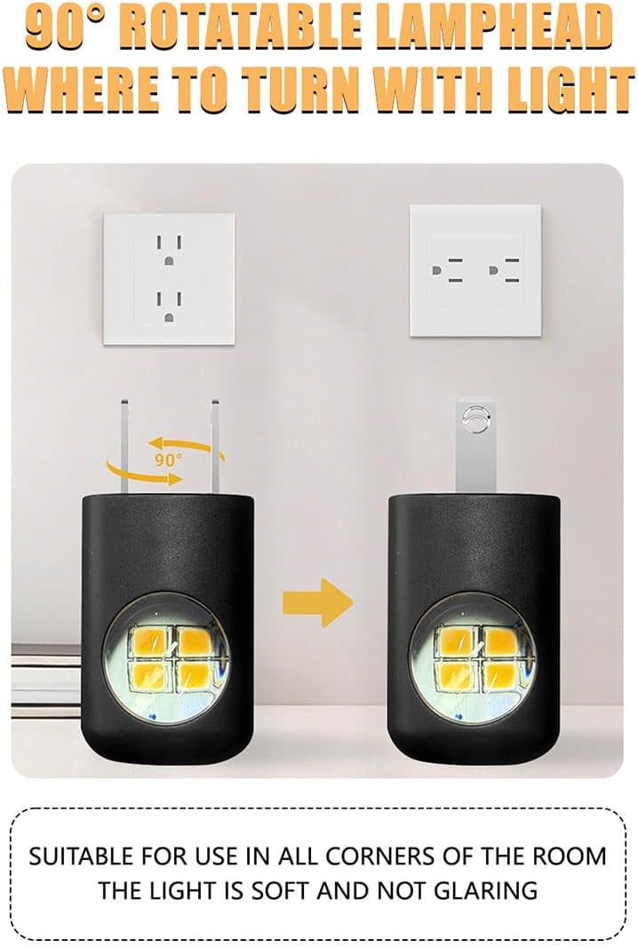 LED Wall Socket Night Light, 2026 New Mini LED Night Light Plug in Wall with Dusk to Dawn Sensor, 360° Adjustable,3000k Soft White,Night Lights plug into Wall for Bedroom Hallway