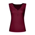 thumbnail image 7 of Women's Fashion Solid Color V-Neck Sleeveless Button Front Knitted Tank Top for Casual and Layered Outfits,Wine,S, 7 of 7