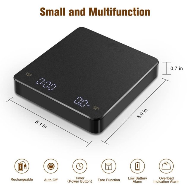 Báscula de café digital USB con temporizador, báscula electrónica de goteo manual para café