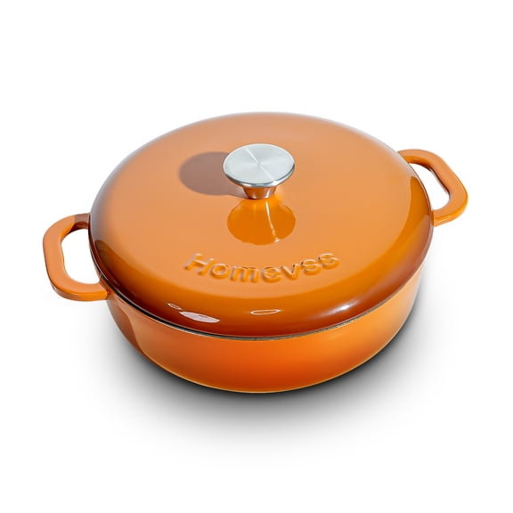 10.15 Inch Enameled Cast Iron Round Crockpot 5.5Qt,Orange