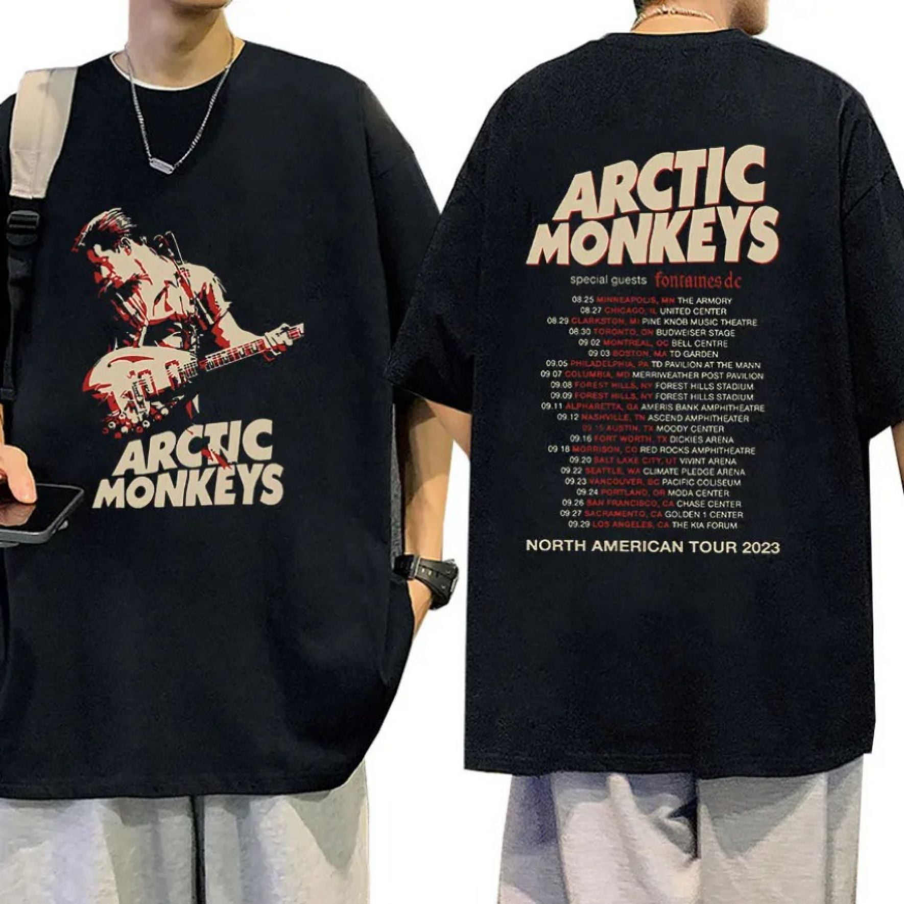 Arctic Monkeys Tour Graphic T Shirts Men's Hip Hop Retro Short