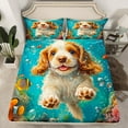 thumbnail image 2 of Erosebridal 3D Pug Sheet Set Twin, Teal Ocean Bedding Sets Twin Size, Cute Dog Animal Decor 3pcs, 2 of 7