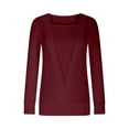 thumbnail image 5 of AKOEE Knit Sweaters Long Sleeve Tunic Tops for Women Loose Fit Square Neck Fall Winter Casual Dressy Pullovers (M, Red), 5 of 7