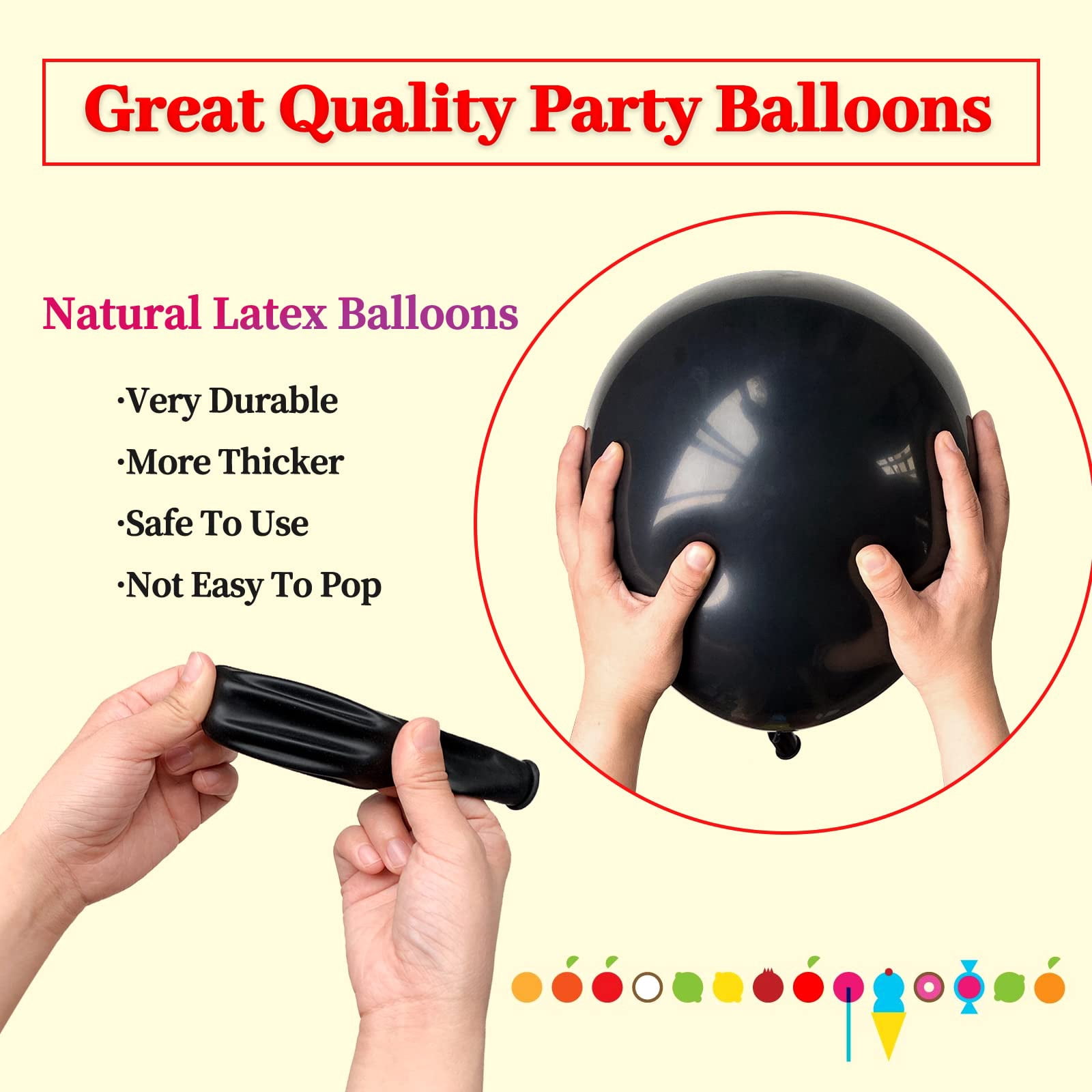 100 Pcs Black Balloon 12 inch, Black Latex Balloons for Birthday Party Baby Shower Wedding with 2 Ribbons
