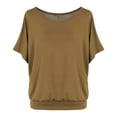 thumbnail image 2 of Ruyang Summer Tops for Women Batwing Sleeve Oversized Solid Color T Shirt Women's Crew Neck Top Casual Cotton Tops for Women, 2 of 5