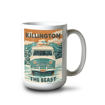 

15 fl oz Ceramic Mug Killington Vermont The Beast Letterpress Camper Van Dishwasher & Microwave Safe