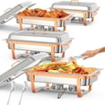 thumbnail image 1 of Ourlova Ensemble de 4 Plats Rectangulaires de 8 Qt en Acier Inoxydable Résistants aux Irritations avec Porte-Couvercles – Réchauffe-Buffets Or Rose (Services Alimentaires Inclus), 1 of 8