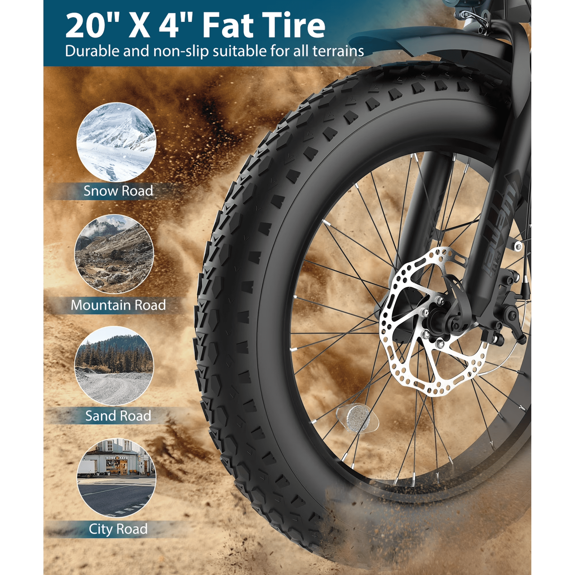 DS2 Ebike For Adults ,1000w Peak Motor,48v 13A Romoveable Battery,20mph,45 miles+ Range,20"*4.0" Fat Tire Electric Bicycle,UL 2849 certified, with a lock