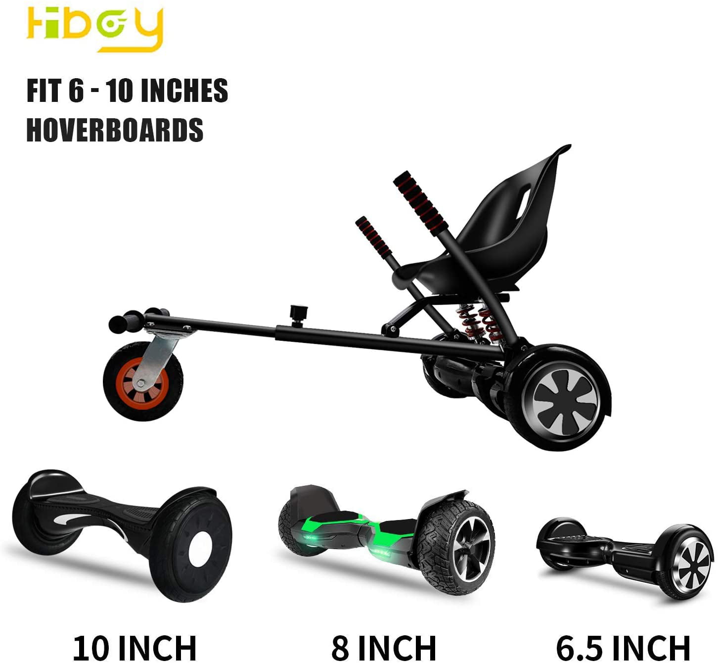 Hiboy HC-02 Hoverboard Seat Attachment with Rear Suspension Go Kart Accessory for 6.5 8 10 Two Wheel Self Balancing Scooter 