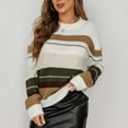 thumbnail image 4 of PFRNLF Sweaters for Women Fall Winter Crewneck Striped Tops Color Block Fashion Knit Pullover Sweater, 4 of 8