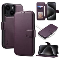 Dteck  Women Men Case for iPhone 15 Plus,iPhone 14 Plus Magnetic Leather Card Slots Luxury Business Case Compatible MagSafe Flip Stand Cover for iPhone 15 Plus/14 Plus,Purple
