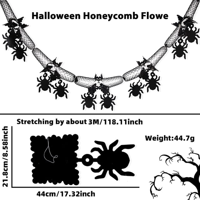 Decoraciones de Halloween para el Hogar Bandera de Panal de Miel de Halloween Murciélago de Araña Decoración Colgante Festival Fantasma Decoración Del Hogar Calabaza Fantasma Colgante Decoraciones de