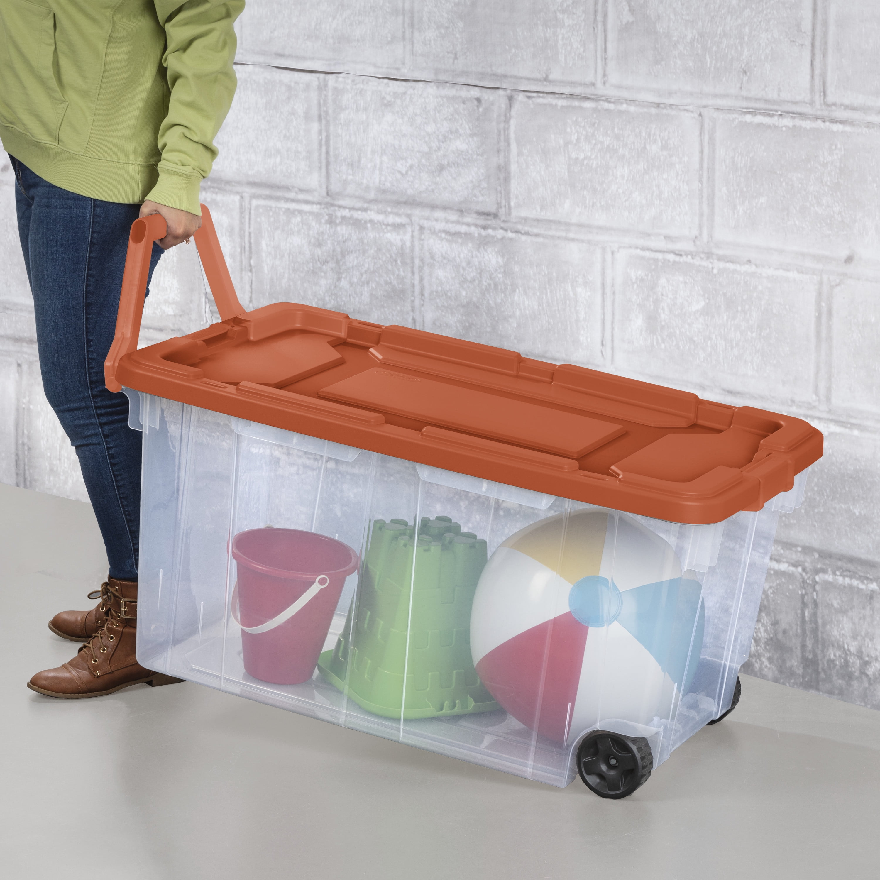 Sterilite 160 Qt. Wheeled Storage Box Plastic, Turmeric
