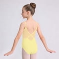 thumbnail image 5 of HAOTAGS Girls Ballet Leotard,Sleeveless Solid Color Elastic Waist Dance Practice Clothes Yellow 7-8, 5 of 6
