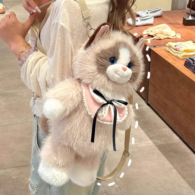 Realistic Stuffed Cat Backpack Handcrafted Plush Bag Amazon.com: Chongker Cat Shaped Backpack - Handcrafted  main image 2