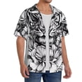 thumbnail image 2 of Sikiie Tiger Butterfly Floral Art Men's Cuban Shirt, Hawaiian Shirts, Business Casual Button Down Shirts, Short Sleeve Shirt-Large, 2 of 5