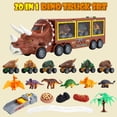 thumbnail image 4 of JoyStone 20 in 1 Dinosaur Truck Toys with Lights & Sounds,  Dinosaur Play Set for Kids 3-5 Years, Including 6 Pull Back Cars, 6 Dino Figures, Birthday Gift for Boys Girls, Brown, 4 of 9