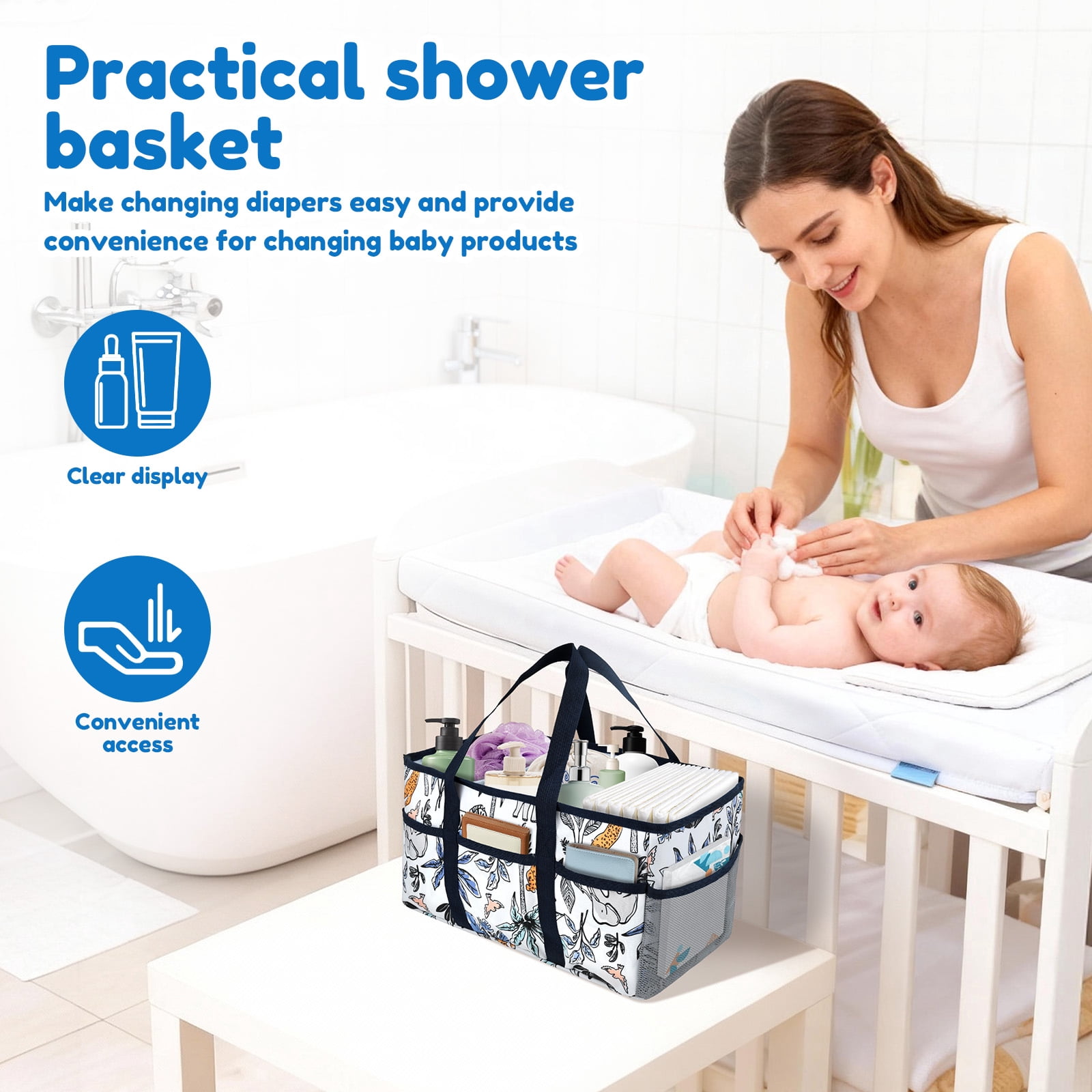 Diary Nappy Caddy Organiser Baby Diaper Caddy for Nappy Station Storage Basket for Newborn Essential Baby Shower Present for Girl Boy