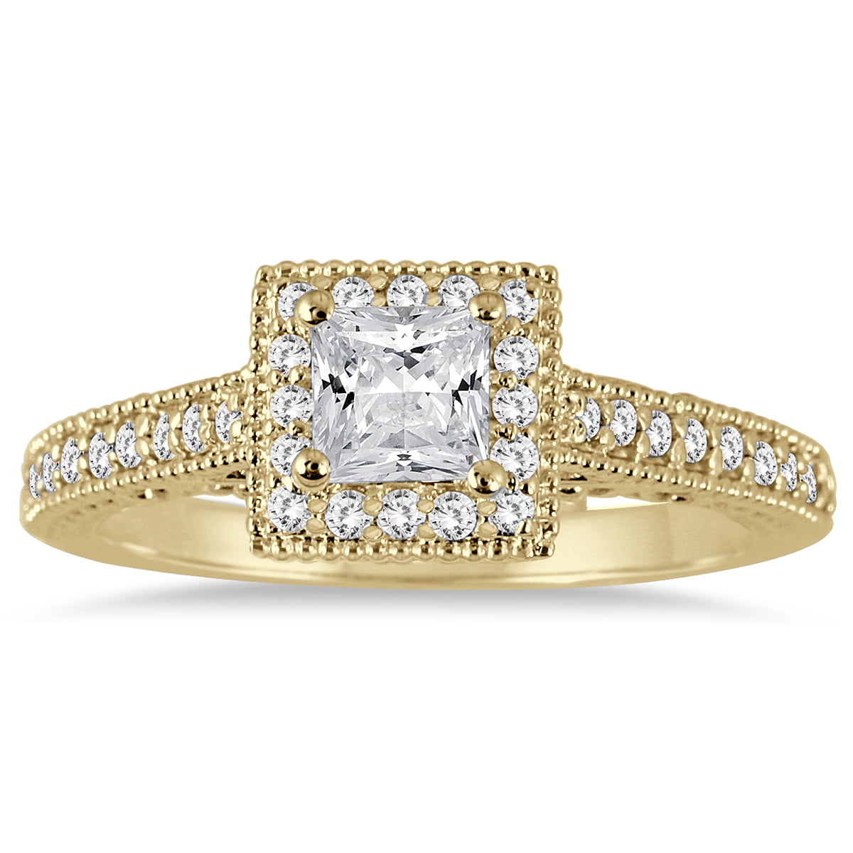 SZUL Women's 3/4 Carat TW Princess Deco Diamond Halo Engagement Ring in ...