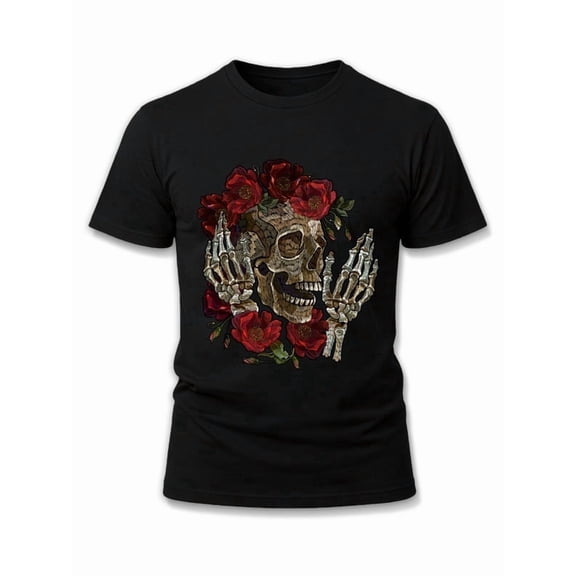 Greenink Day of the Dead Skull T-Shirt Men graphic t shirts black graphic tees gifts t shirts For summer Fall Classic Unisex Shirt Crewneck tshirts