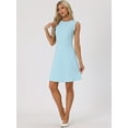 thumbnail image 3 of DARING DIVA Work Solid Color Sleeveless A-Line Flared Dresses M Light Blue, 3 of 6