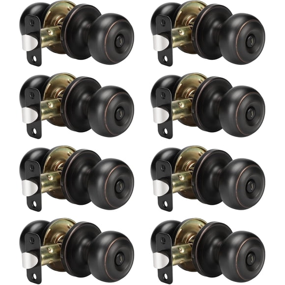 8 Pack Oil Rubbed Bronze Door Knobs Interior, Bronze Privacy Interior Door Knobs for Bedroom or Bathroom Classic Round Doorknobs Hardware