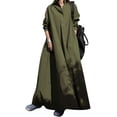 thumbnail image 2 of Femmes Robe, Mode Femmes Printemps Robe de Couleur Unie Tour de Cou à Manches Longues Bouton Poche Décontractée Robe Maxi, 2 of 8