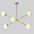thumbnail image 2 of Mid Century Six Globe Light Brass Ceiling Sputnik Chandelier Pendant Light, 2 of 8