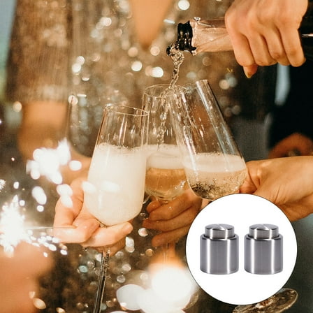 EXHUMKY Bottle Corks Wine Stopper Silver 2Pcs