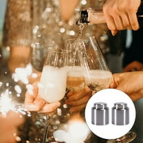 EXHUMKY Bottle Corks Wine Stopper Silver 2Pcs