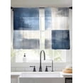 thumbnail image 3 of Abstract Art Sheer Curtains 45 inches Long 2 Panels Set Color Block Gary Blue Collage Oil Painting Tiers Sheers Rod Pocket Small Window Short Curtains for Kitchen Cafe, Each 52" W x 45" L, 3 of 7